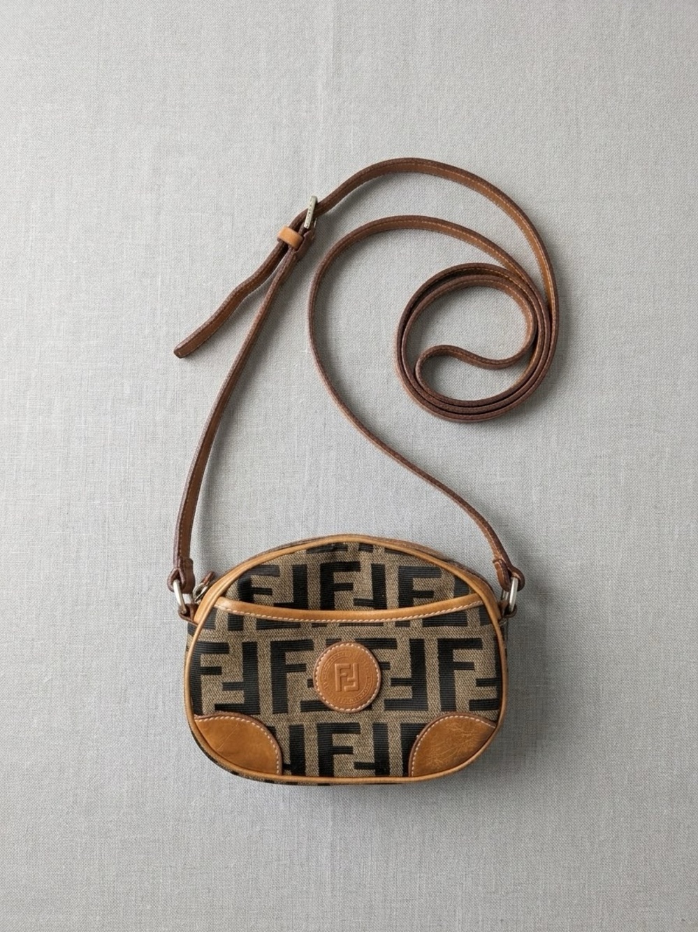 F Logo Monogram Crossbody Bag